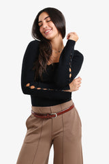 Carina - Square-Neck Ribbed Pullover