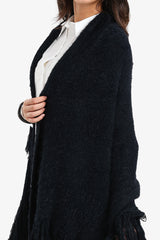 Carina - Fringe Trim Knitted Poncho