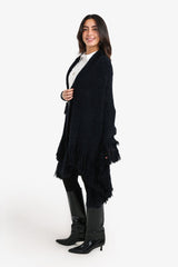 Carina - Fringe Trim Knitted Poncho