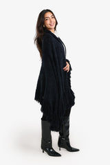 Carina - Fringe Trim Knitted Poncho