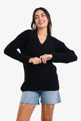 Carina - Ribbed V-Neck Pullover
