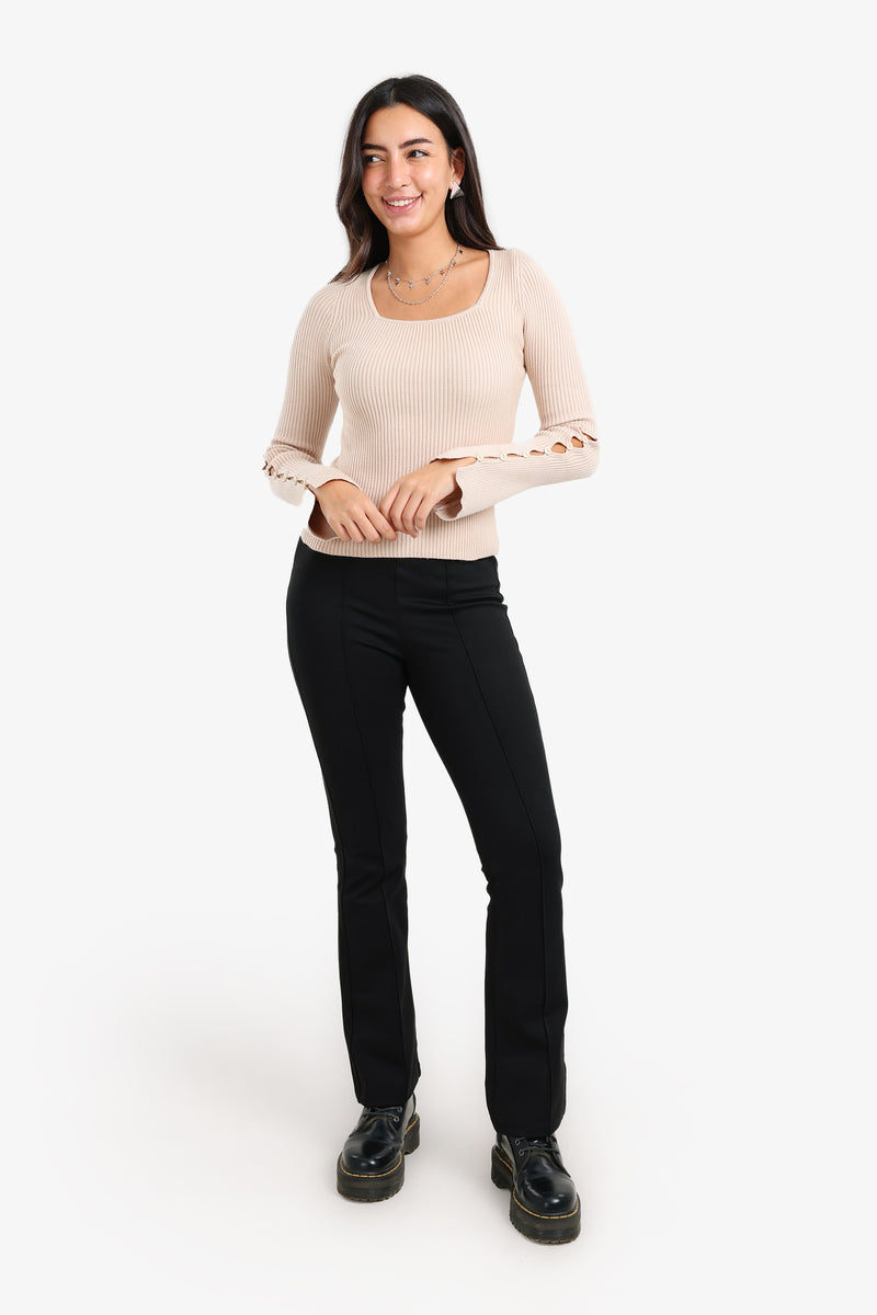 Carina - Square-Neck Ribbed Pullover