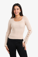 Carina - Square-Neck Ribbed Pullover