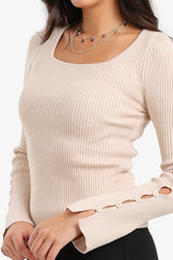 Carina - Square-Neck Ribbed Pullover