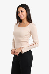 Carina - Square-Neck Ribbed Pullover