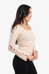Carina - Square-Neck Ribbed Pullover