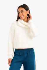 Carina - Cropped Cowl Neck Pullover