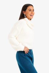 Carina - Cropped Cowl Neck Pullover