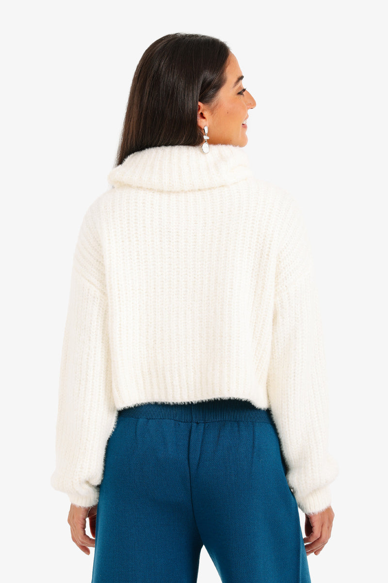 Carina - Cropped Cowl Neck Pullover