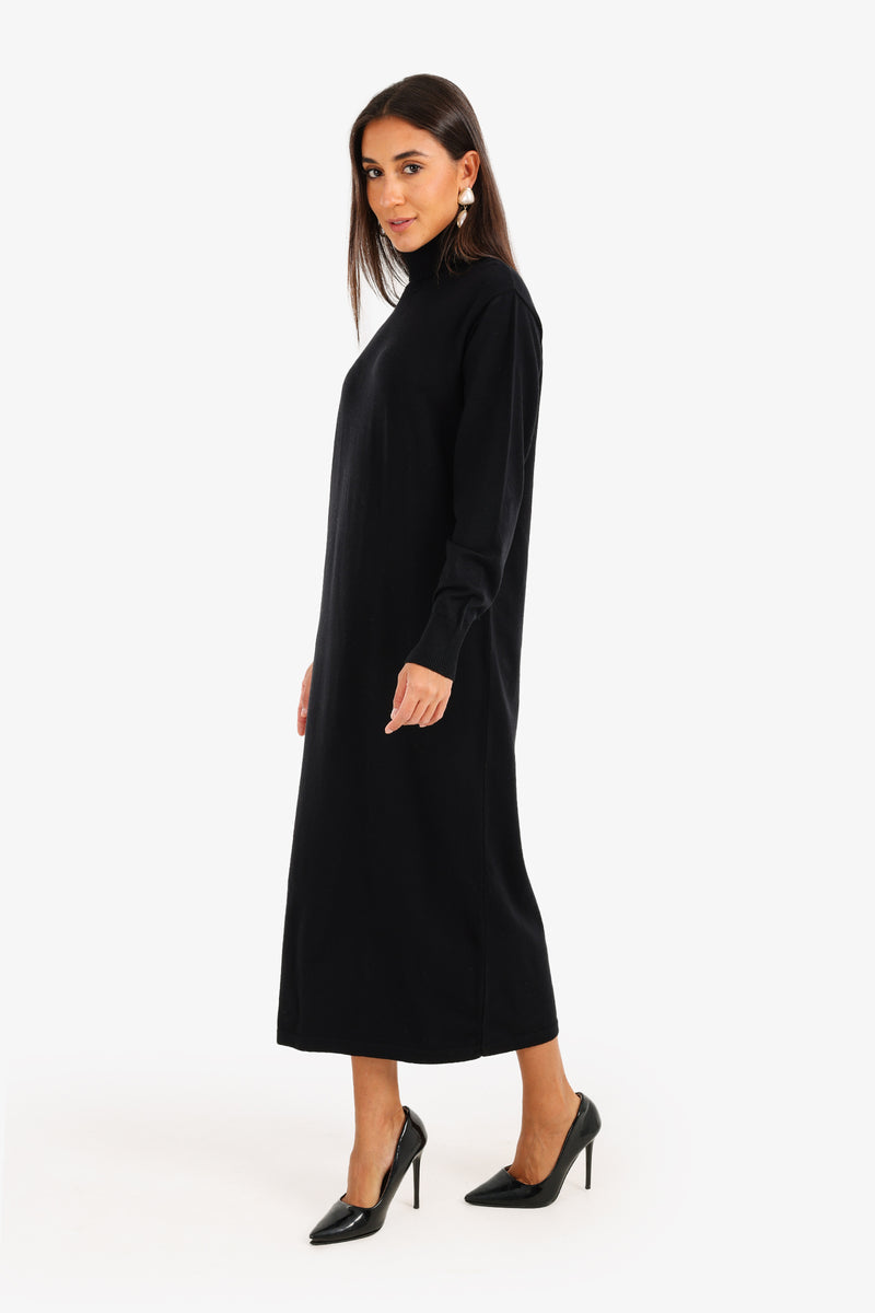 Carina - Knit Turtle Neck Midi Dress