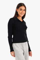 Carina - Ribbed Tricot Pullover with Collar