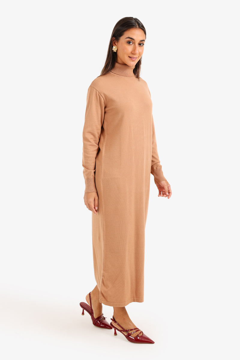 Carina - Knit Turtle Neck Midi Dress