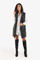 Carina - Hooded Long Puffer Vest