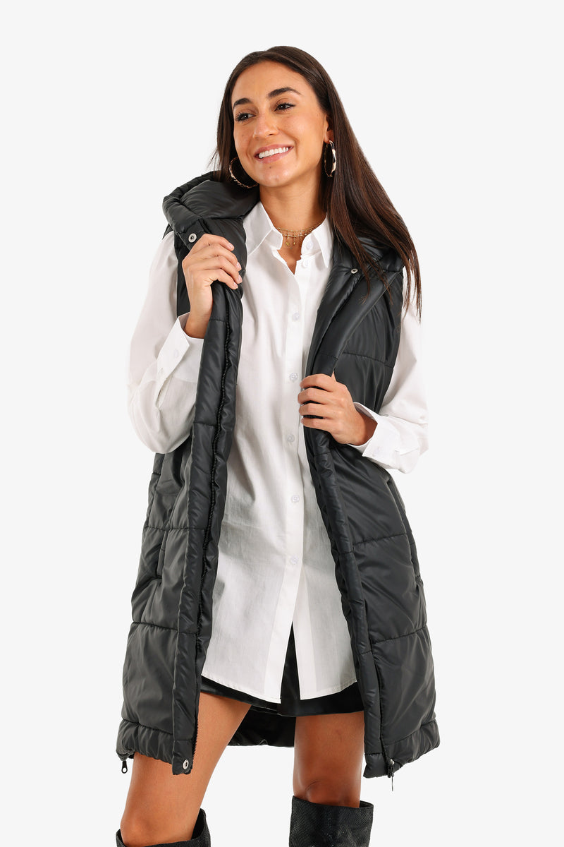 Carina - Hooded Long Puffer Vest