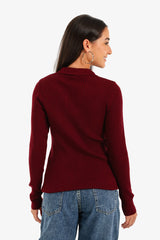 Carina - Ribbed Tricot Pullover with Collar