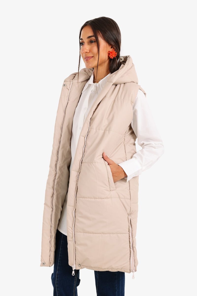 Carina - Hooded Long Puffer Vest