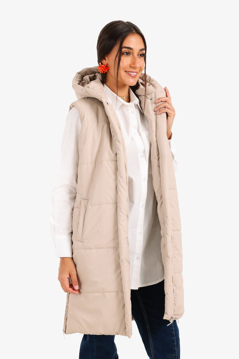 Carina - Hooded Long Puffer Vest