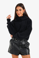 Carina - Cropped Cowl Neck Pullover