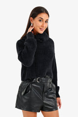 Carina - Cropped Cowl Neck Pullover