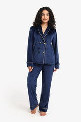 Carina - Double-Breasted Velvet Pyjama Set