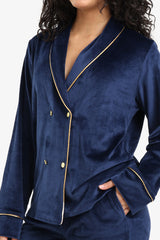 Carina - Double-Breasted Velvet Pyjama Set