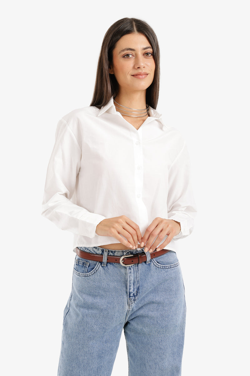 Carina - Cropped Button-Up Shirt