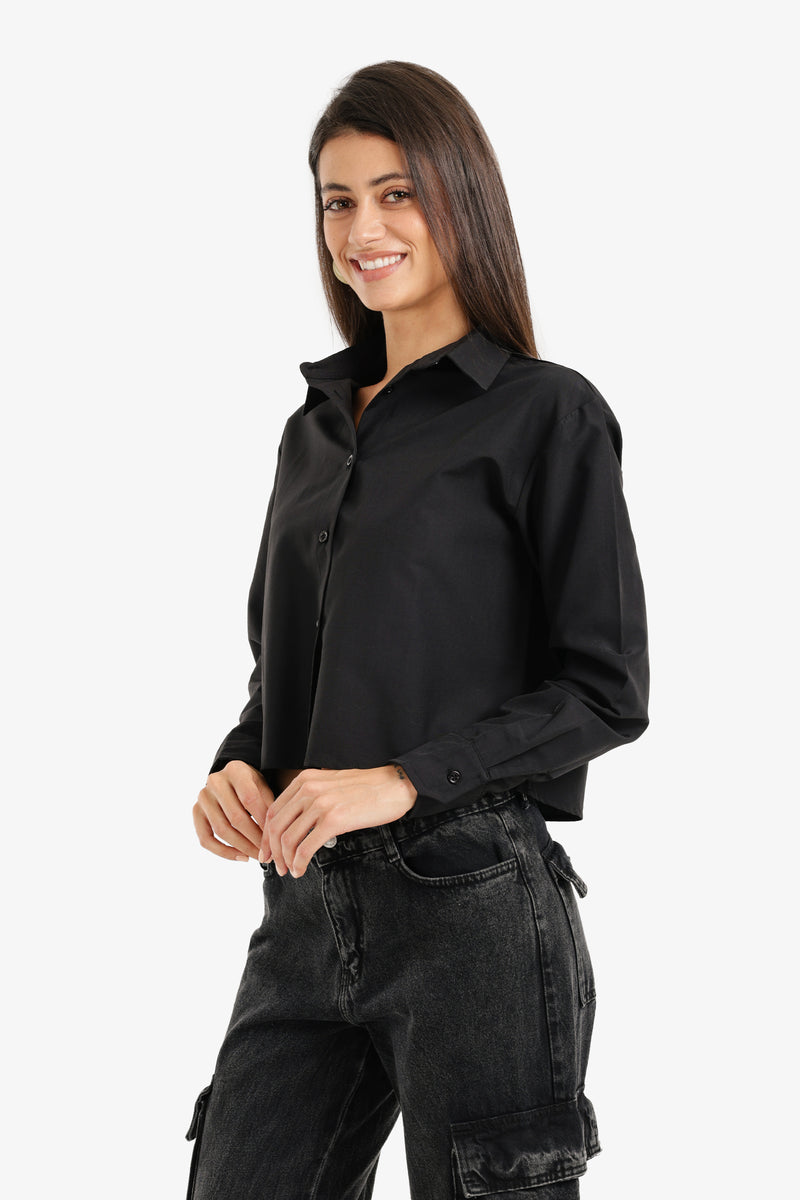 Carina - Cropped Button-Up Shirt