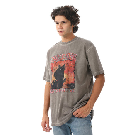 White Rabbit -†Printed Graphite Grey T-Shirt