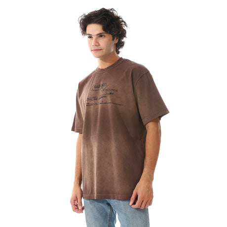White Rabbit -†Russett Brown Short Sleeves Printed T-Shirt