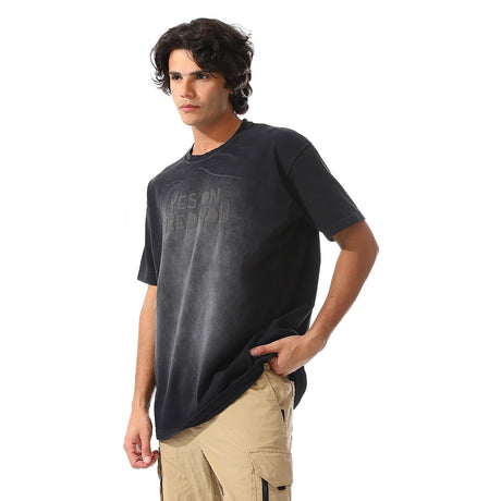 Cotton Tee With Wash Front & Back Pattern