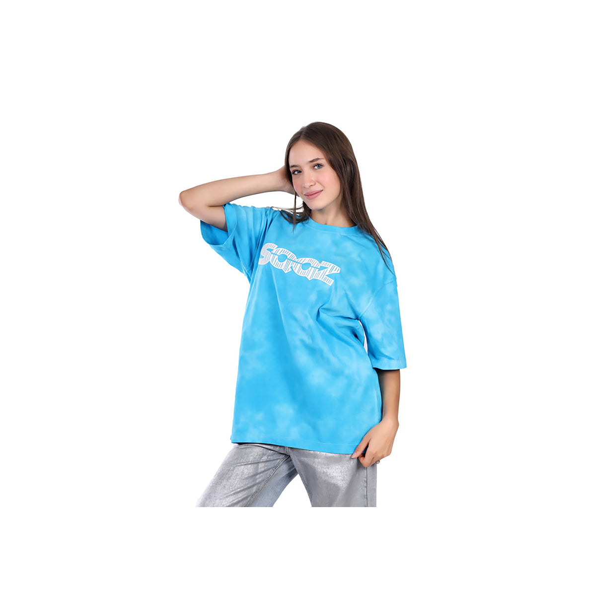 White Rabbit -Full Patterned Oversized Cotton Tee for women