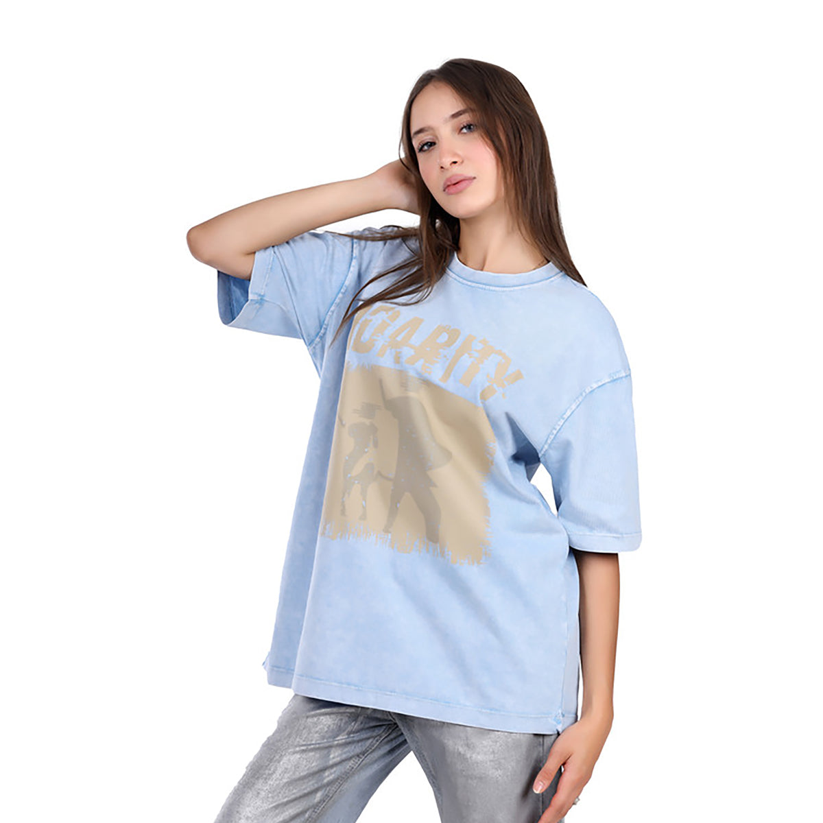 White Rabbit -Slip On Oversized Cotton T-Shirt  for women