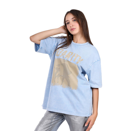 White Rabbit -Slip On Oversized Cotton T-Shirt  for women