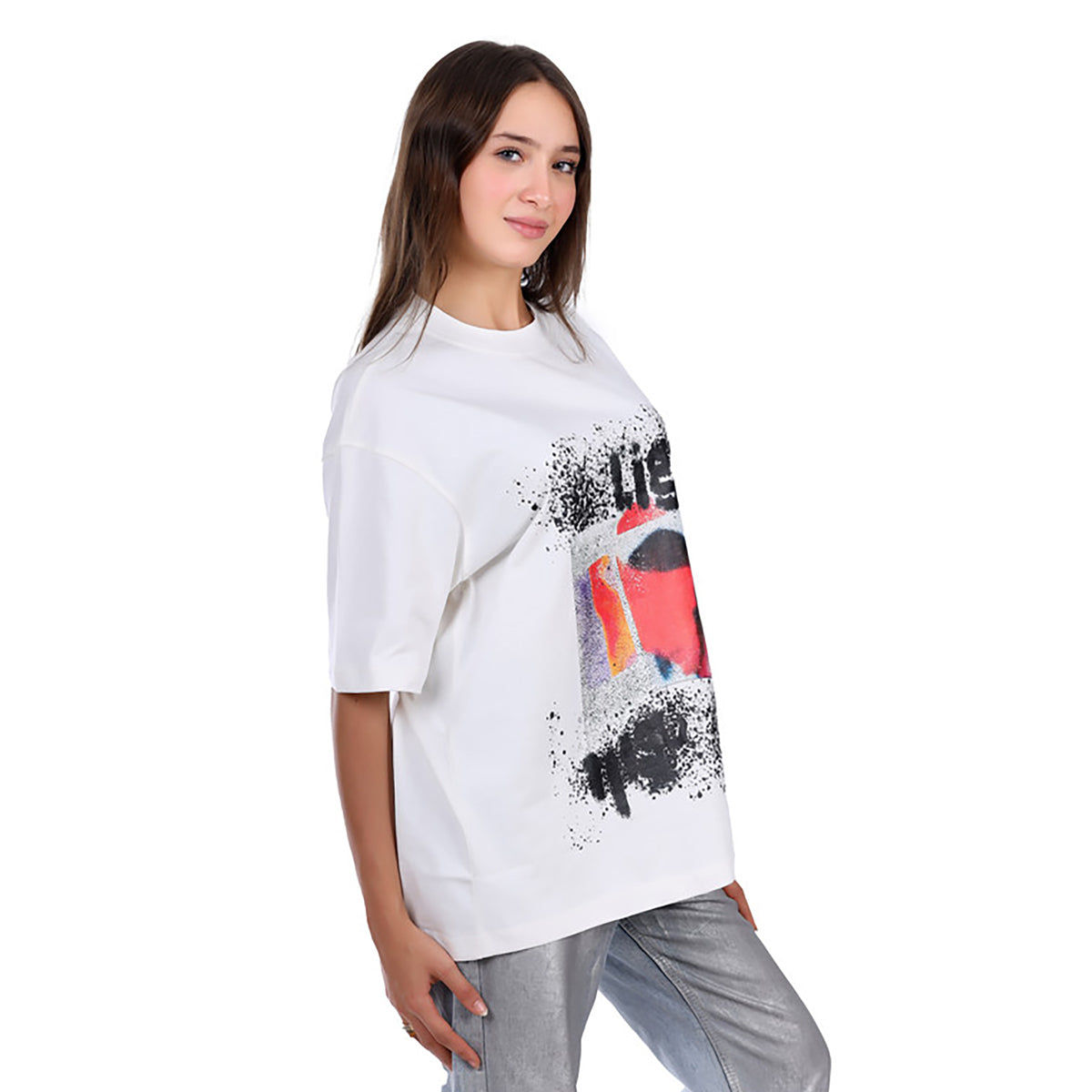 White Rabbit -Slip On Oversized Cotton T-Shirt for women