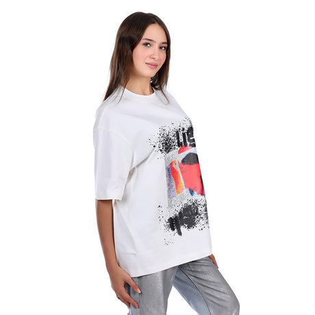 White Rabbit -Slip On Oversized Cotton T-Shirt for women