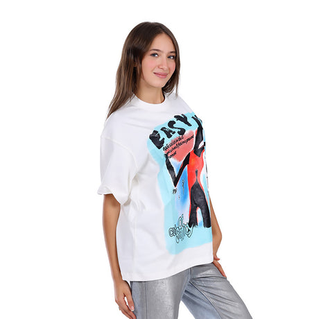 White Rabbit -Slip On Oversized Cotton T-Shirt for women
