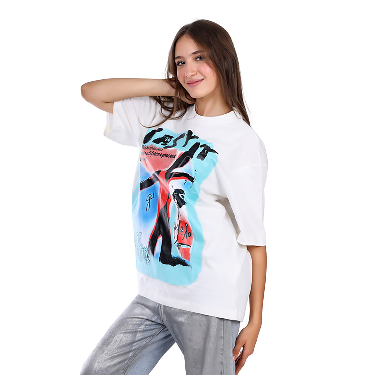 White Rabbit -Slip On Oversized Cotton T-Shirt for women