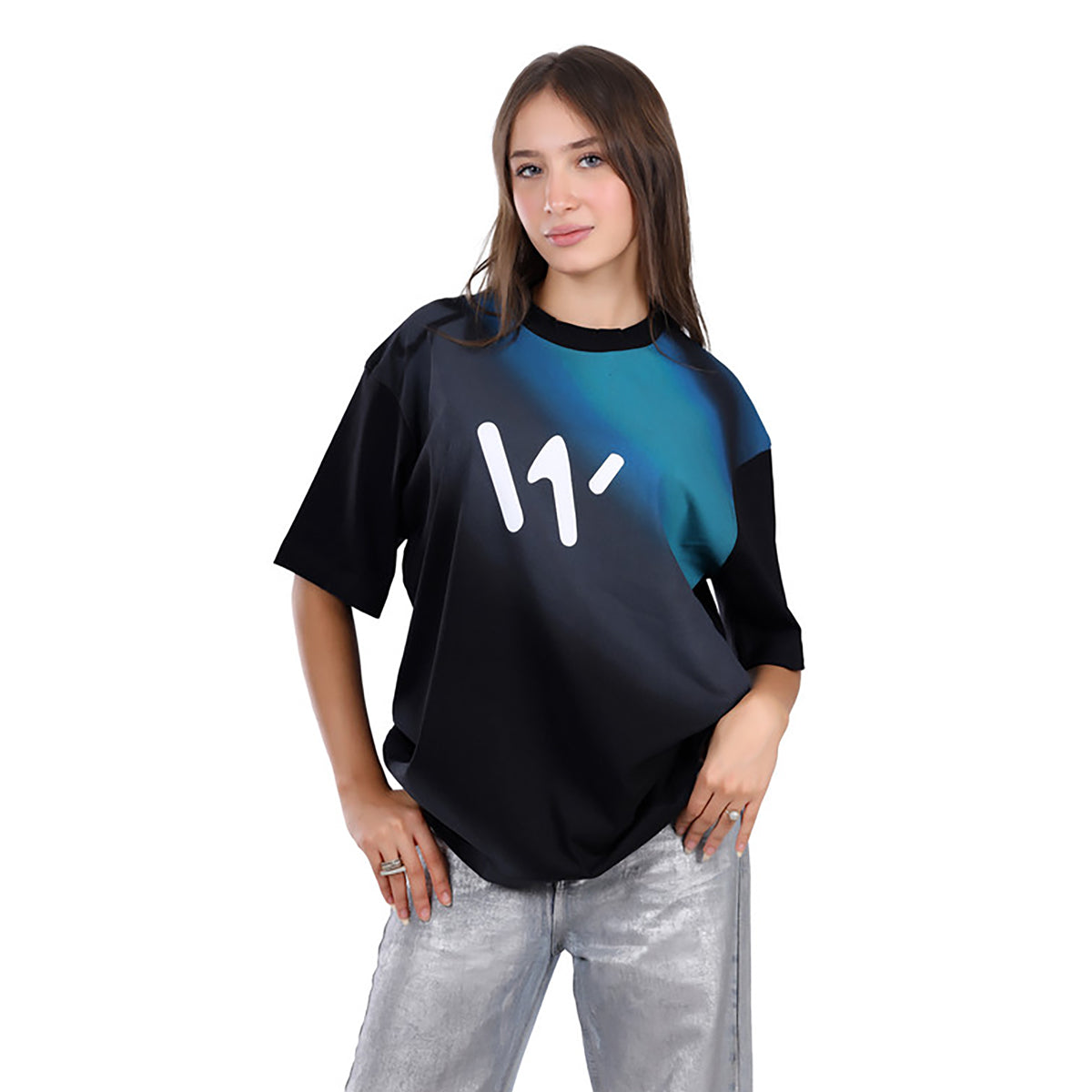 White Rabbit -Gradient Self Patterened T-Shirt for women