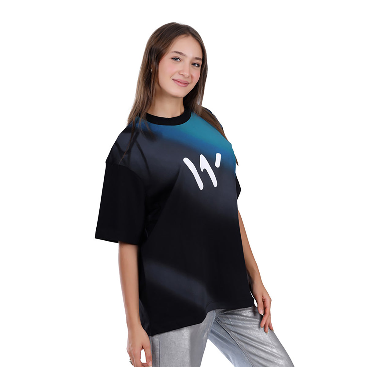 White Rabbit -Gradient Self Patterened T-Shirt for women