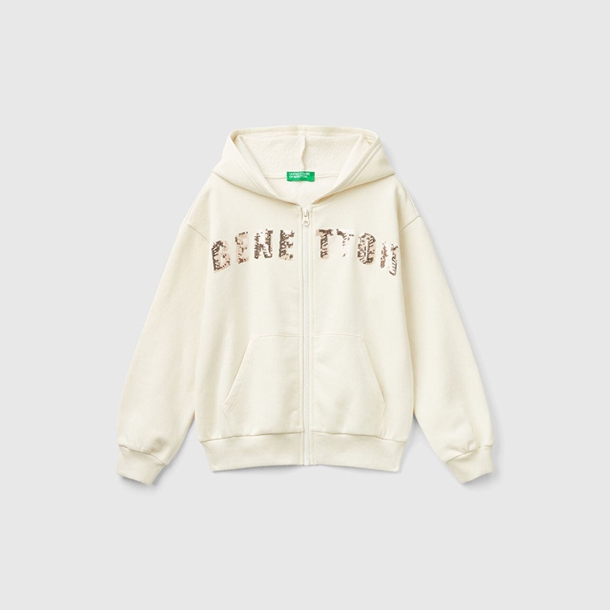 United Colors Of Benetton - Sweatshirt with zip and sequins - Sold by FIG