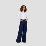 Basic wide-leg pants in raw blue