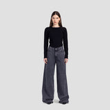 Basic wide-leg pants in washed grey