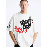 Coup  – Text Printed Black Oversize Cotton T-Shirt