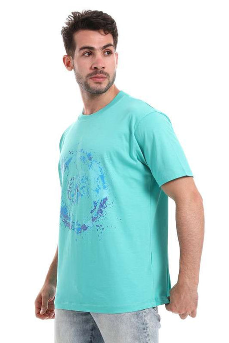 White Rabbit - Front & Back Turquoise Slip On Tee For Men