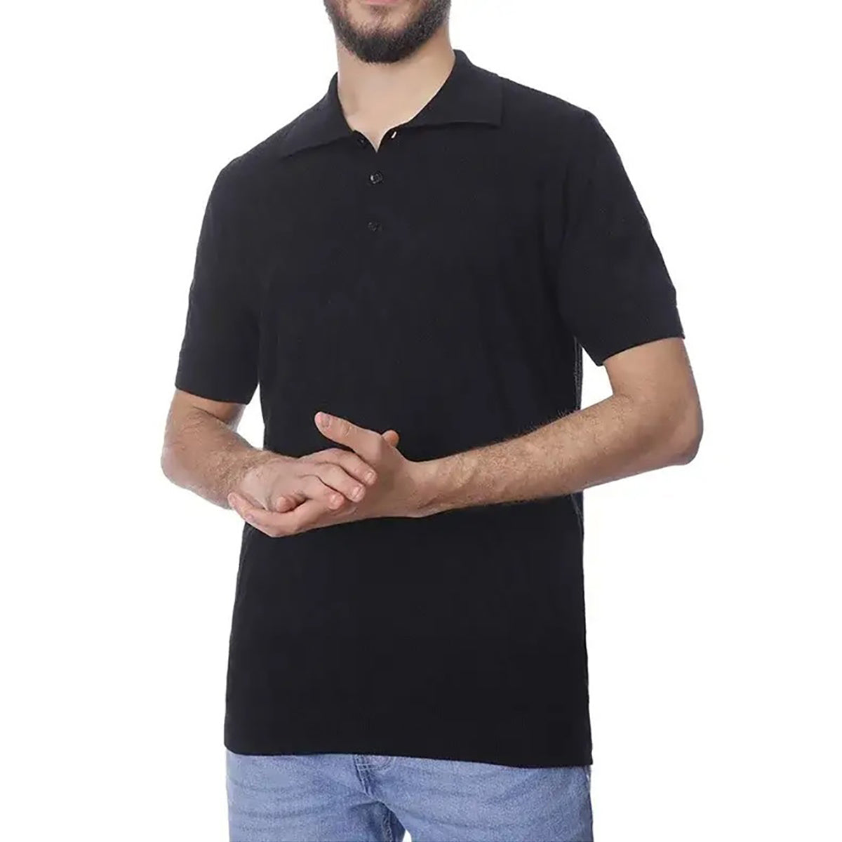 Coup – Textured Polo Neck T-shirt – Regular Cut