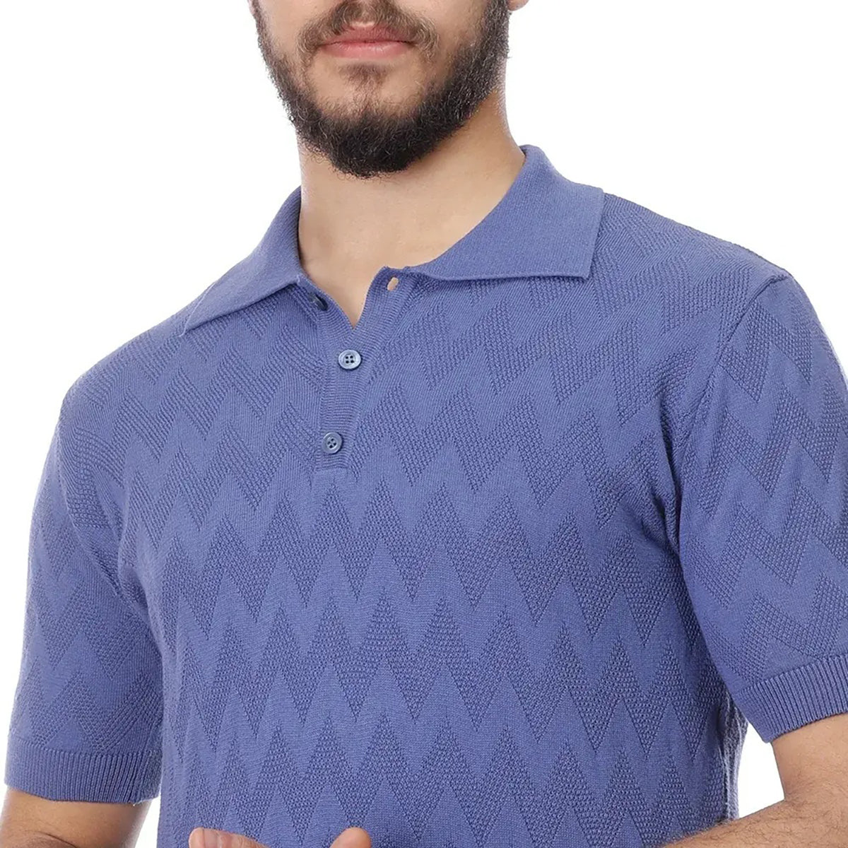 Coup – Textured Polo Neck T-shirt – Regular Cut