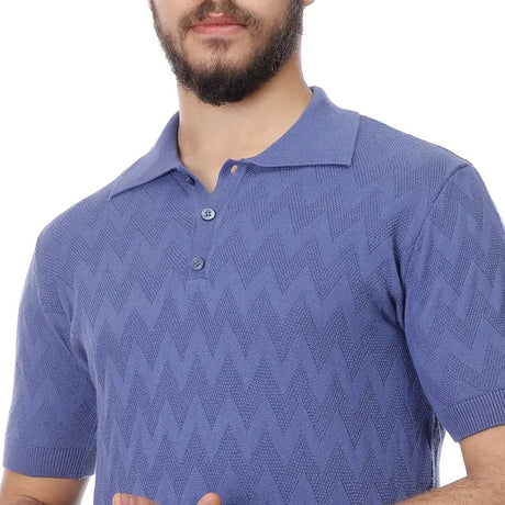 Coup – Textured Polo Neck T-shirt – Regular Cut