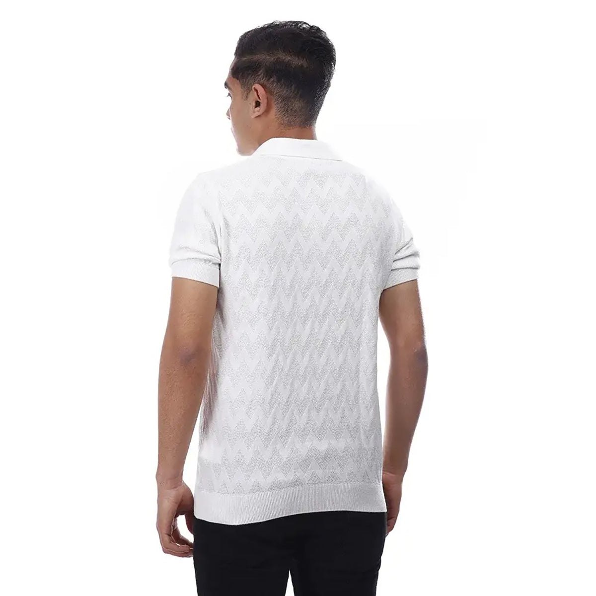 Coup – Textured Polo Neck T-shirt – Regular Cut
