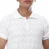 Coup – Textured Polo Neck T-shirt – Regular Cut
