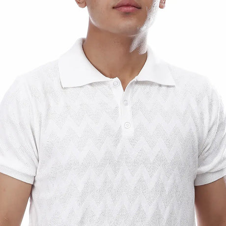 Coup – Textured Polo Neck T-shirt – Regular Cut